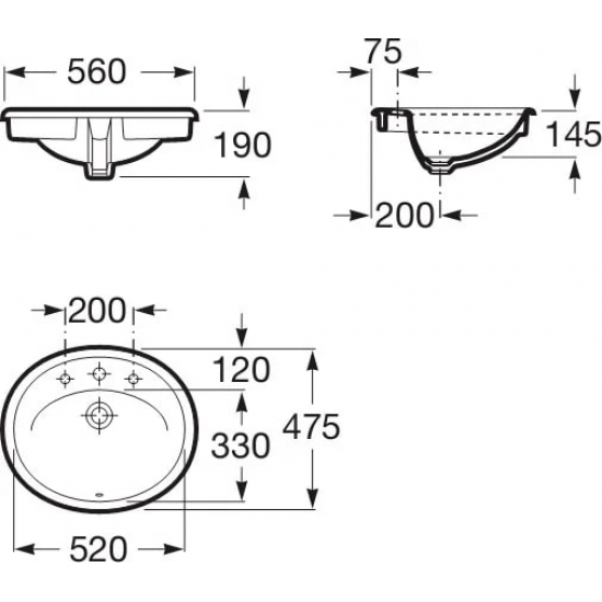 Раковина встраиваемая ROCA Java 56x47,5
