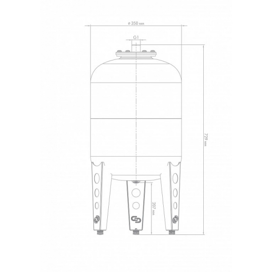 Расширительный бак отопления ДЖИЛЕКС В 50 литров, вертикальный
