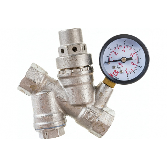 Редуктор давления VALTEC VT.082.N.04 1/2 с фильтром и манометром диап регул: 2 - 5, 5 бар 