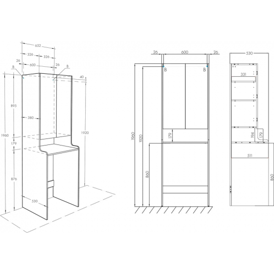 Шкаф напольный АКВАТОН Лондри 65 для стиральной машины