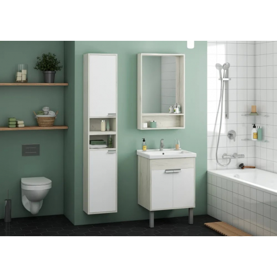 Шкаф навесной АКВАТОН Флай L, дуб крафт, белый