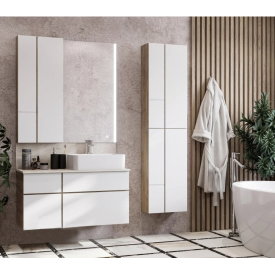 Шкаф навесной АКВАТОН Мишель 43 дуб эндгрейн, белый