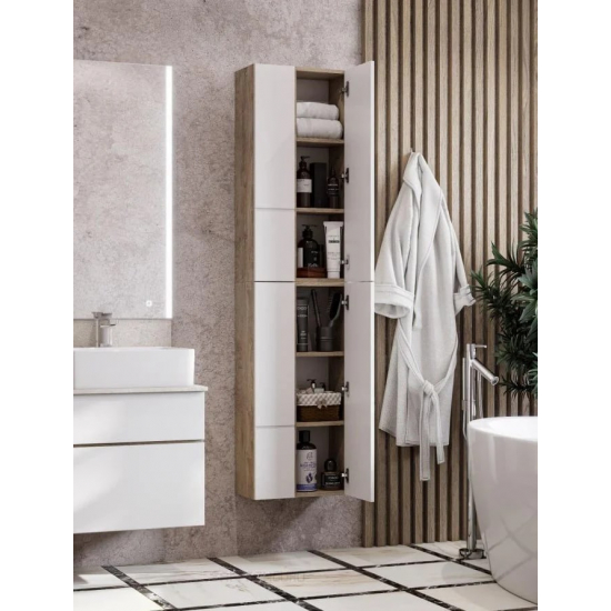 Шкаф навесной АКВАТОН Мишель дуб эндгрейн, белый