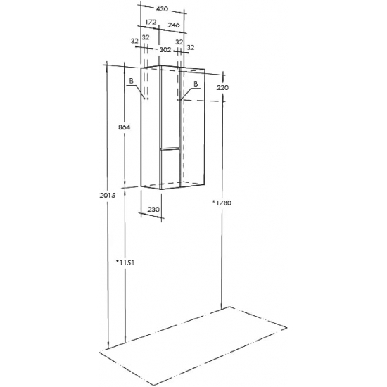 Шкаф навесной АКВАТОН Мишель дуб эндгрейн, белый