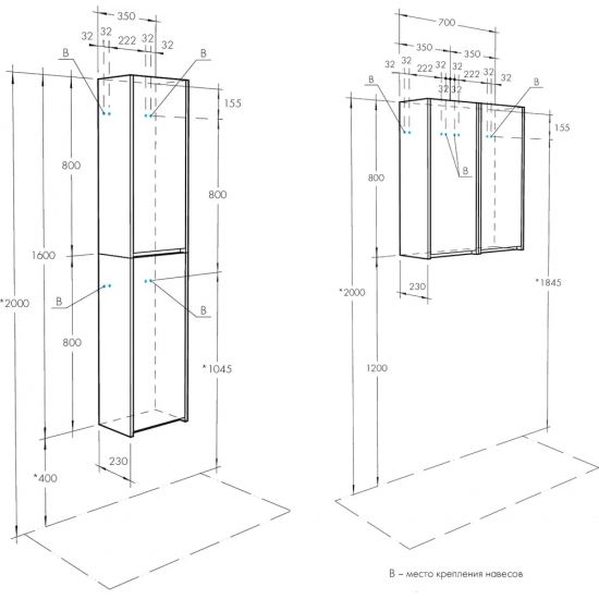 Шкаф навесной АКВАТОН Сканди 35 белый глянец, белый матовый