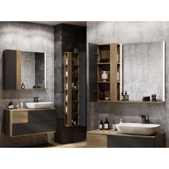 Шкаф навесной АКВАТОН Терра 35х14 дуб кантри, антрацит, универсальный