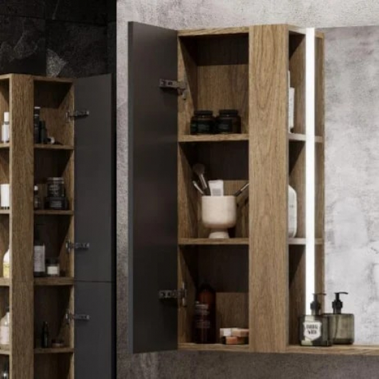 Шкаф навесной АКВАТОН Терра 35х14 дуб кантри, антрацит, универсальный