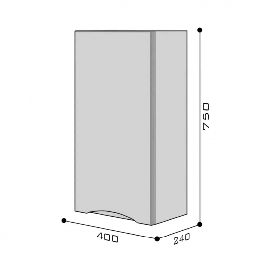 Шкаф навесной AURA Палермо 40 правый, белый