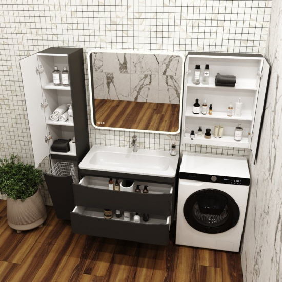 Шкаф навесной STYLE LINE Бергамо мини 600 Люкс Plus, антискрейтч чёрный