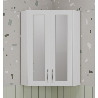 Шкаф навесной STYLE LINE Эко Стандарт 45 с зеркальными вставками, угловой, белый