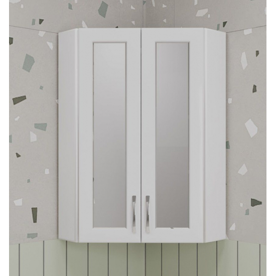 Шкаф навесной STYLE LINE Эко Стандарт 45 с зеркальными вставками, угловой, белый