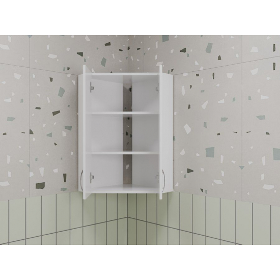 Шкаф навесной STYLE LINE Эко Стандарт 45 с зеркальными вставками, угловой, белый