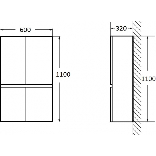 Шкаф навесной VOD-OK Тендер 60 над стиральной машиной, с бельевой корзиной, белый