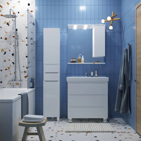 Шкаф-пенал 1МАРКА Кода 35Н белый глянец