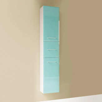 Шкаф-пенал 1МАРКА Mix бирюзовое стекло, ручки рейлинг