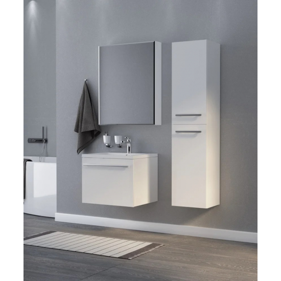 Шкаф-пенал 1МАРКА Соната 35Н с 2 дверцами, белый глянец, с бельевой корзиной