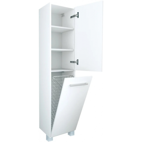 Шкаф-пенал 1МАРКА Соната 35Н с 2 дверцами, белый глянец, с бельевой корзиной