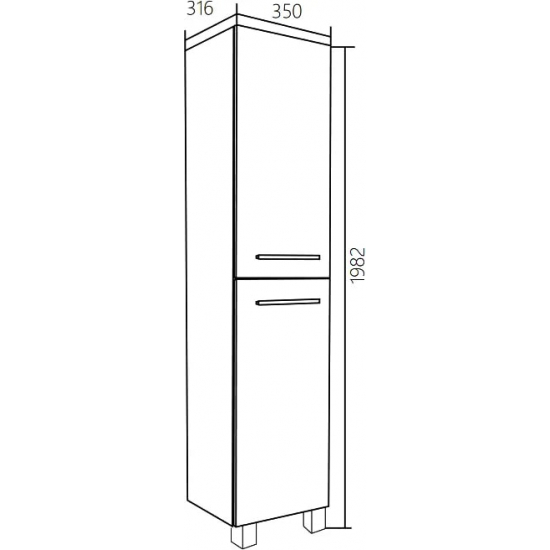Шкаф-пенал 1МАРКА Соната 35Н с 2 дверцами, белый глянец, с бельевой корзиной
