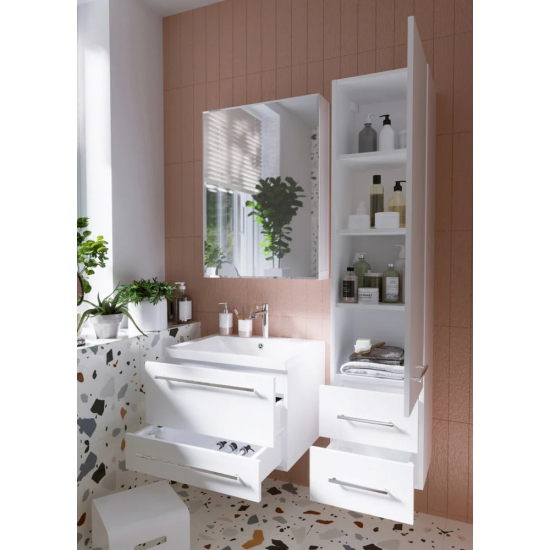 Шкаф-пенал 1МАРКА Соната 35П с 1 дверцей и 2 ящиками, белый глянец