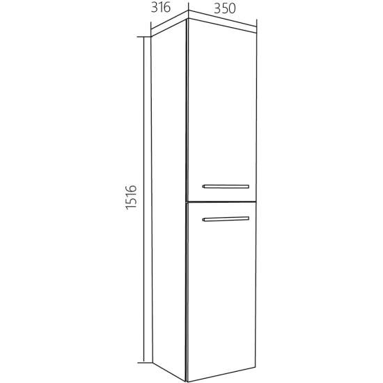 Шкаф-пенал 1МАРКА Соната 35П с 2 дверцами, белый глянец