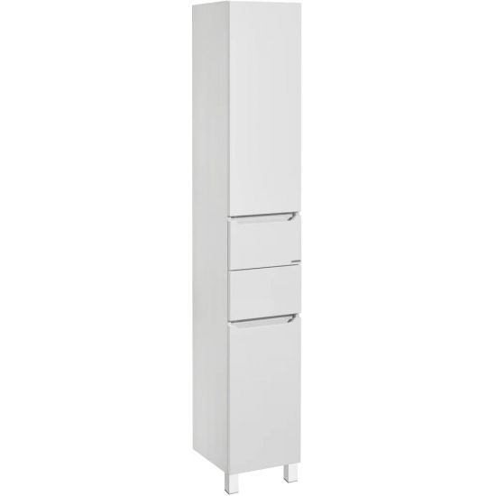 Шкаф-пенал АКВАТОН Дакота белый/выбеленное дерево с бельевой корзиной