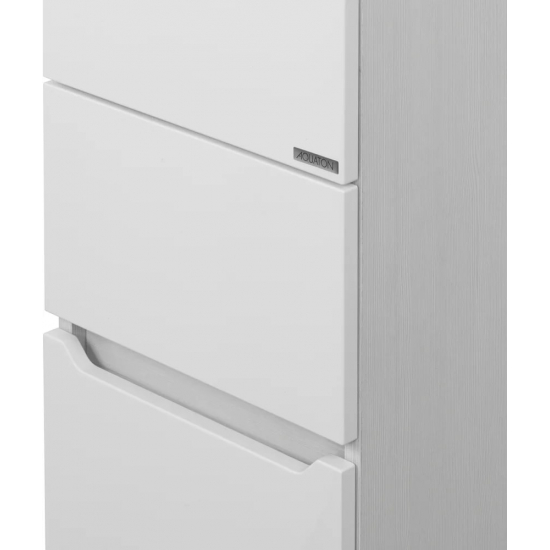 Шкаф-пенал АКВАТОН Дакота белый/выбеленное дерево с бельевой корзиной