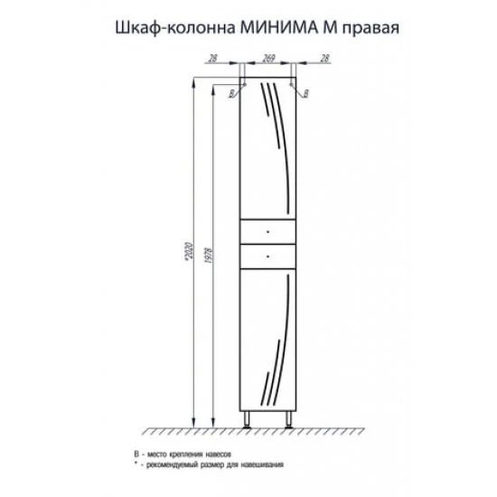 Шкаф-пенал АКВАТОН Минима R