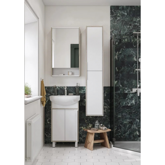 Шкаф-пенал АКВАТОН Рико белый, ясень фабрик