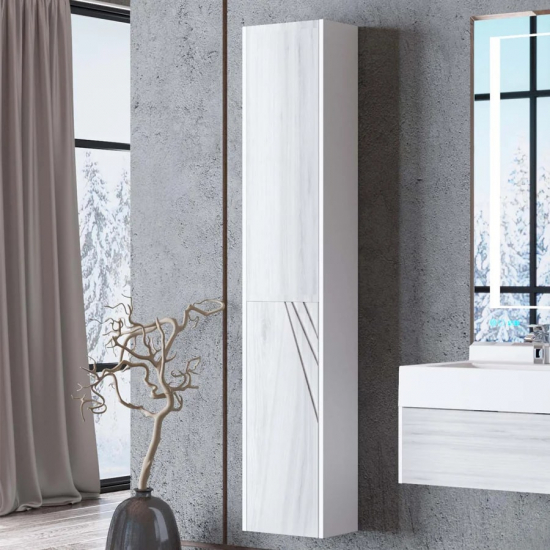 Шкаф-пенал АКВАТОН Сакура L, ольха наварра, белый