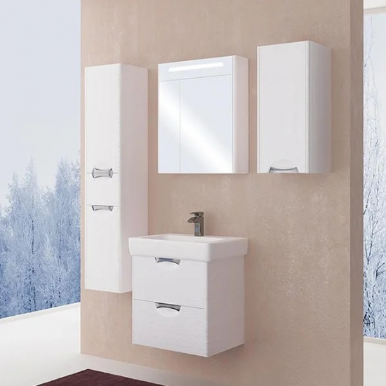 Шкаф-пенал АКВАТОН Сильва L дуб полярный, с бельевой корзиной