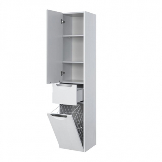 Шкаф-пенал АКВАТОН Сильва L дуб полярный, с бельевой корзиной