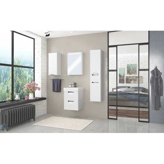 Шкаф-пенал АКВАТОН Сильва R дуб полярный, с бельевой корзиной