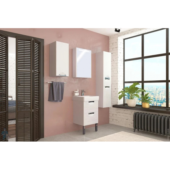 Шкаф-пенал АКВАТОН Сильва R дуб полярный, с бельевой корзиной