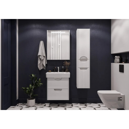 Шкаф-пенал АКВАТОН Сильва R дуб полярный, с бельевой корзиной