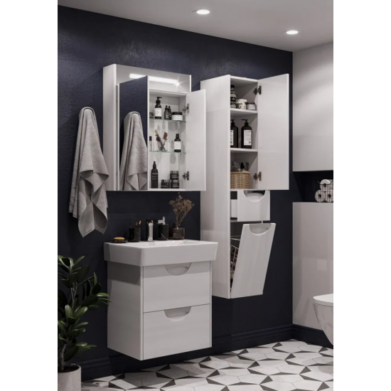 Шкаф-пенал АКВАТОН Сильва R дуб полярный, с бельевой корзиной