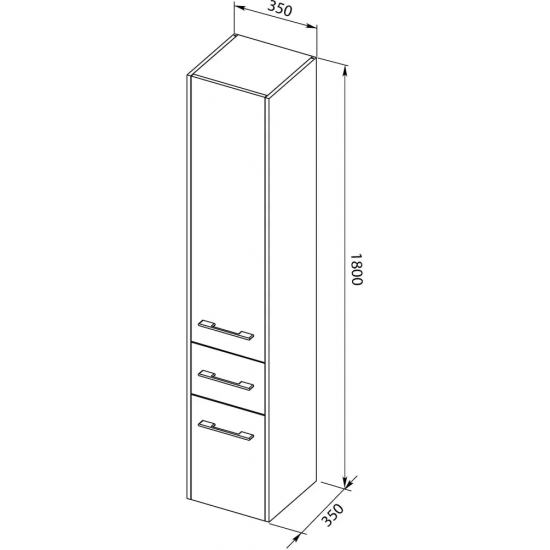 Шкаф-пенал AQUANET Августа 35 L белый, ручки хром