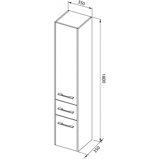 Шкаф-пенал AQUANET Августа 35 R белый, ручки хром/белый