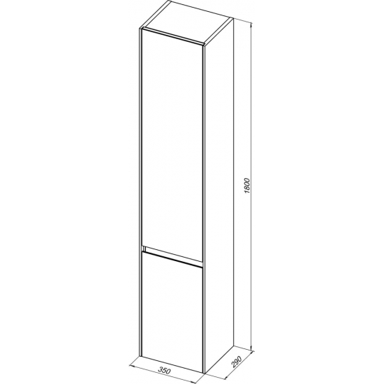 Шкаф-пенал AQUANET Гласс 35 L белый с зеркалом