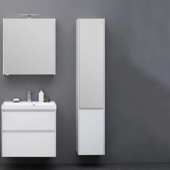 Шкаф-пенал AQUANET Гласс 35 R белый с зеркалом