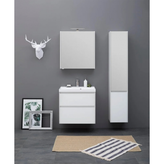 Шкаф-пенал AQUANET Гласс 35 R белый с зеркалом