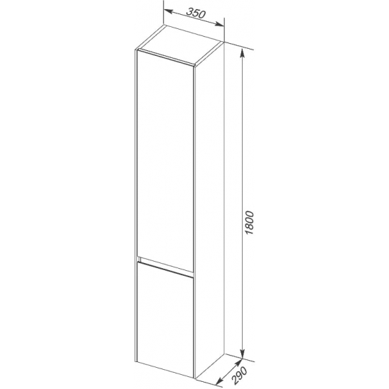 Шкаф-пенал AQUANET Гласс 35 R белый с зеркалом