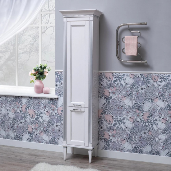 Шкаф-пенал AQUANET Селена 40 L, белый, серебро