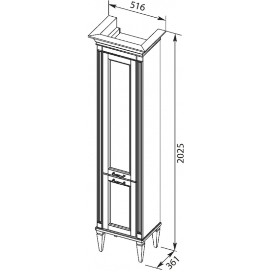 Шкаф-пенал AQUANET Селена 40 L, белый, серебро