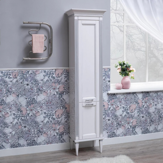 Шкаф-пенал AQUANET Селена 40 R, белый, серебро