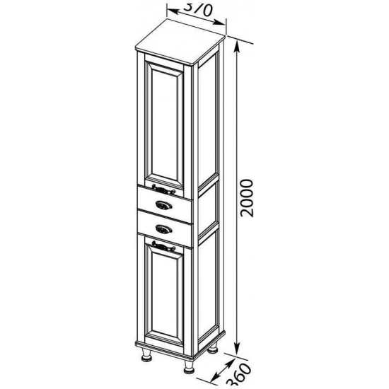 Шкаф-пенал AQUANET Тесса Декапе 35 жасмин/серебро