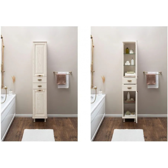 Шкаф-пенал AQUANET Тесса Декапе 35 жасмин/золото