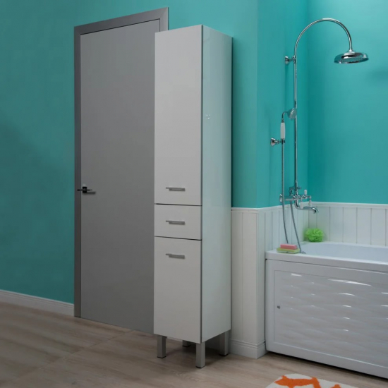 Шкаф-пенал AQUANET Верона 35 L, c бельевой корзиной, белый