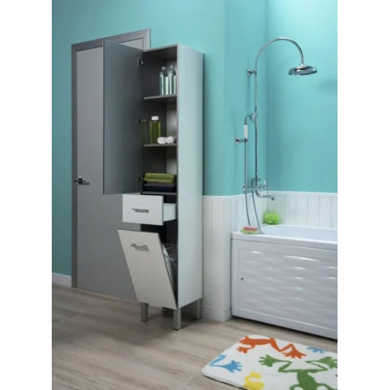 Шкаф-пенал AQUANET Верона 35 L, c бельевой корзиной, белый