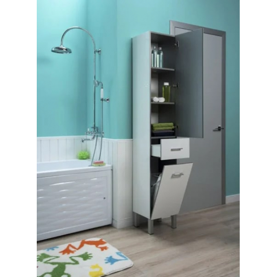 Шкаф-пенал AQUANET Верона 35 R, c бельевой корзиной, белый