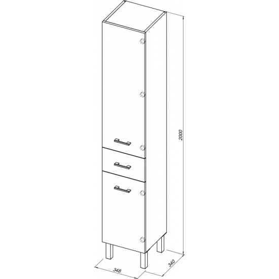 Шкаф-пенал AQUANET Верона 35 R напольный, белый